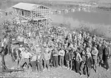 Construction workers gather at Norris Dam site