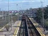 The station platforms.