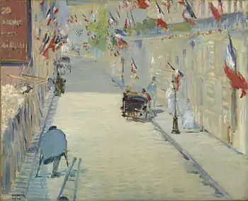 Édouard Manet, The Rue Mosnier with Flags [fr], 1878