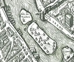 Île aux Vaches and Île Notre-Dame in Vassalieu Plan (1609)