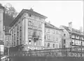 The bridge at its original location in the center of Ljubljana, at the site of today's Cobblers' Bridge