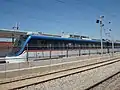 A train waiting to head back to Alsancak station during a test run before its opening.