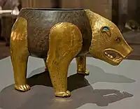 Bear-shaped vessel, Filippovka kurgan 1, 4th century BCE.