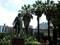 Monument to Peter I in the seaport berth