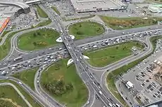 An interchange of the future Southern Rocade with the Moscow Ring Road in the South-East of Moscow. This interchange will be rebuilt to allow more intensive traffic.