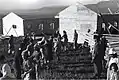 Early construction work on Ma'ayan Baruch on 1 March 1947. The 3 members of the British colonial Palestine Police Force pictured here include Amnon Assaf, founder of the Upper Galilee Museum of Prehistory.