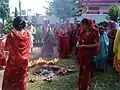 Devotees moving around the Lakh Batti