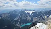 Moraine Lake seen from Mount Temple Summit