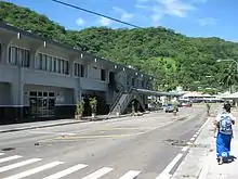 Plants washed onto the road at the Post Office, Pago Pago, American Samoa