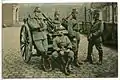 Postcard of the 1 Königlich Sächsische Maschinengewehr-Abteilung Nr. 12 (Royal Saxon Machine Gun Detachment No. 12) with an MG 01 mounted on horse-drawn cart in Dresden, 1908.