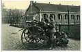 Photo of the 1 Königlich Sächsische Maschinengewehr-Abteilung Nr. 12 (Royal Saxon Machine Gun Detachment No.12) with an MG 01 mounted a on horse-drawn cart in Dresden, 1 January 1908.