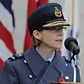 The female version of the RAF peaked cap, with air officers' oak leaves.