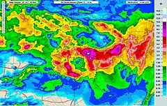 12-hour rainfall totals for the Dallas-Fort Worth Metroplex