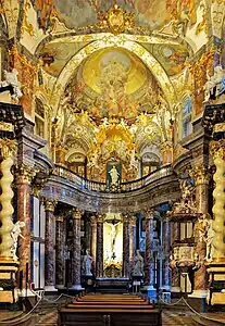 Rococo Composite columns in the chapel of the Würzburg Residence, Würzburg, Germany, by Balthasar Neumann, 1732-1744