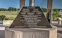 detail of memorial showing the names of the wounded