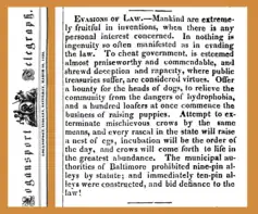 An 1838 Indiana newspaper describes how ten-pin bowling was devised to evade a Baltimore statute prohibiting nine-pin bowling.