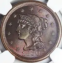 Braided Hair large cent, 1850