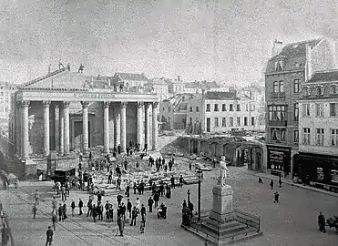 Demolition in progress and construction of the Rue Lebeau/Lebeaustraat (1892)