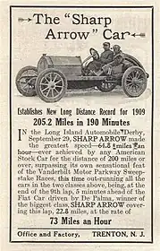 1909 Sharp Arrow race achievements in Cycle and Automobile Trade Journal