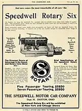 1913 Speedwell Rotary Six advertisement