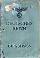 1944 issued German service passport for use by an official abroad