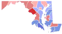 County map of Maryland, showing which candidates in the 1966 election won which county