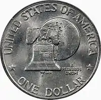 Reverse of the Bicentennial dollar (Type 2), minted 1975–1976