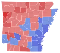 Map of the County results of the 1980 Arkansas gubernatorial election.