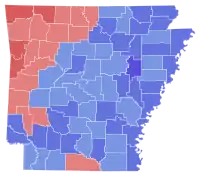 Map of County results of the 1982 Arkansas gubernatorial election.