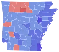 Map of County results of the 1990 Arkansas gubernatorial election.