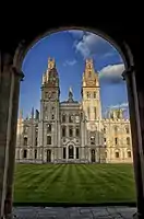 A view of All Souls from the Radcliffe Square gate, showing Nicholas Hawksmoor's 'gothicised classical' elevation.