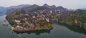 Aerial panorama of Furong, a Tujia ancient town in Yongshun County