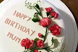 Birthday cake with a written message