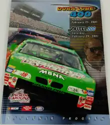 2001 Dura Lube 400 program cover, featuring a tribute to Dale Earnhardt Sr. and Bobby Labonte