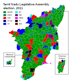 Election map of results based on parties