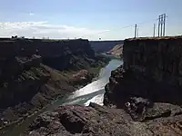 View west down the Snake River Canyon from Shoshone Falls