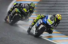 Valentino Rossi riding his Yamaha YZR-M1 at the 2013 French Grand Prix.