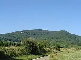 The Teufelsberg with the Lambertskopf (right) and St. Anne's Chapel (left)