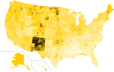 Results by county, shaded according to percentage of the vote for Gary Johnson