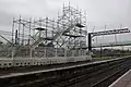 Stirling station - temporary footbridge under construction during electrification