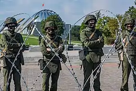 Soldiers of the Belarusian ground forces during the protests.