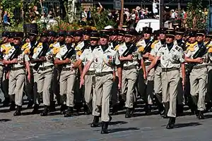 21st Regiment of marine infantry, Bastille Day 2008 military parade on the Champs-Élysées, Paris.