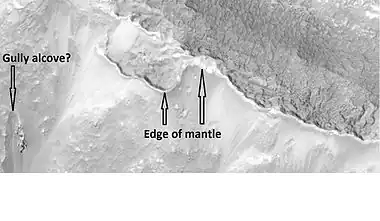 Close up view of mantle, as seen by HiRISE under the HiWish program.  Mantle may be composed of ice and dust that fell from the sky during past climatic conditions.  Location is Cebrenia quadrangle.