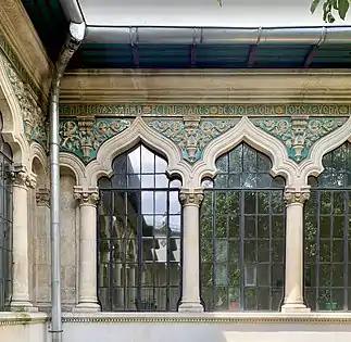 Polychrome glazed ceramic ornaments - Școala Centrală National College, Bucharest