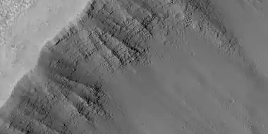 Layers, as seen by HiRISE under HiWish program Location is Tempe Terra Note: this is an enlargement of the previous image.