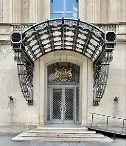 Stripped Classicist door of the Royal Palace of Bucharest, now the National Museum of Art of Romania