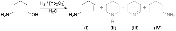 dehydration of 5-amino-1-pentanol