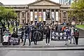 Due to the pandemic in Melbourne, only 10 people are allowed in the outdoor area. Participants held a gathering outside the State Library of Victoria