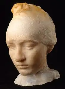 Head of Camille Claudel, 1884, by Auguste Rodin, portrays sculptor Camille Claudel wearing a Phrygian cap.