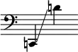 
     {
       \override SpacingSpanner.strict-note-spacing = ##t
       \set Score.proportionalNotationDuration = #(ly:make-moment 1/8)
       \clef bass \omit Score.TimeSignature
       \relative c,{c!4 \glissando d''!}
     }
   